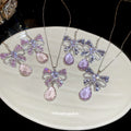 French Super Sparkle Sweet Cubic Zirconia Bow Cutout Earrings Necklace Set Fashionable Exquisite Necklace Design Detail Niche