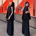 Summer Old Money Sporty Linen Cotton Sleeveless Loose Wide Leg Pants + Top 2-Piece Set
