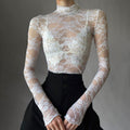 Women's French Luxury Lace Sheer Long Sleeve Top