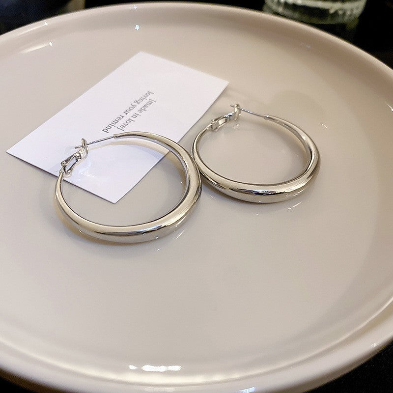 Minimalist Silver-Tone Hoop Stud Earrings - view 9