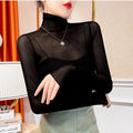 Women's High Neck Lace Sheer Top