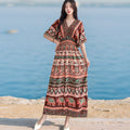 Women's Summer Chinese French Short Sleeve V-Neck Printed Dress + Skirt 2026 - 1-1#