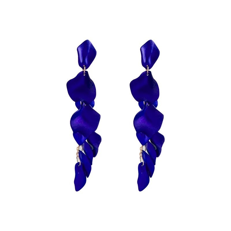 Rose Petal Long Statement Earrings - view 5