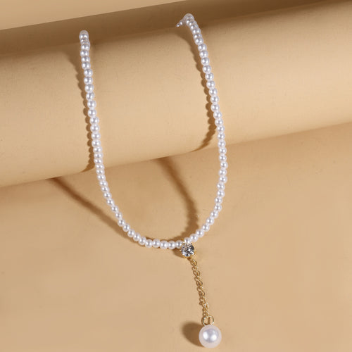 2025 Year New Korean Version Cubic Zirconia Pearl Choker Premium Chain Simple Influencer Necklace Clavicle Chain N6198