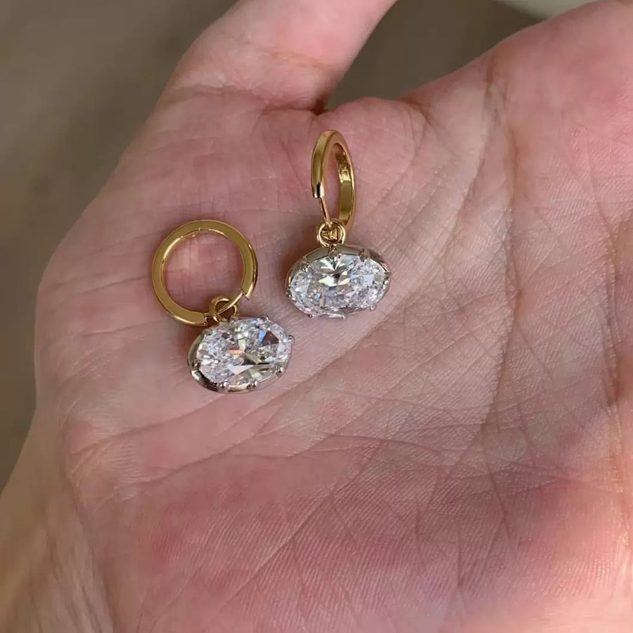 Korean Round Zircon Clip-On Hoop Earrings - view 4