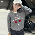 Girls' Cherry Embroidery Knit Cardigan