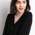 Women's Fall Korean Fashion V-Neck Cropped Knit Top + Cardigan 2026 - White