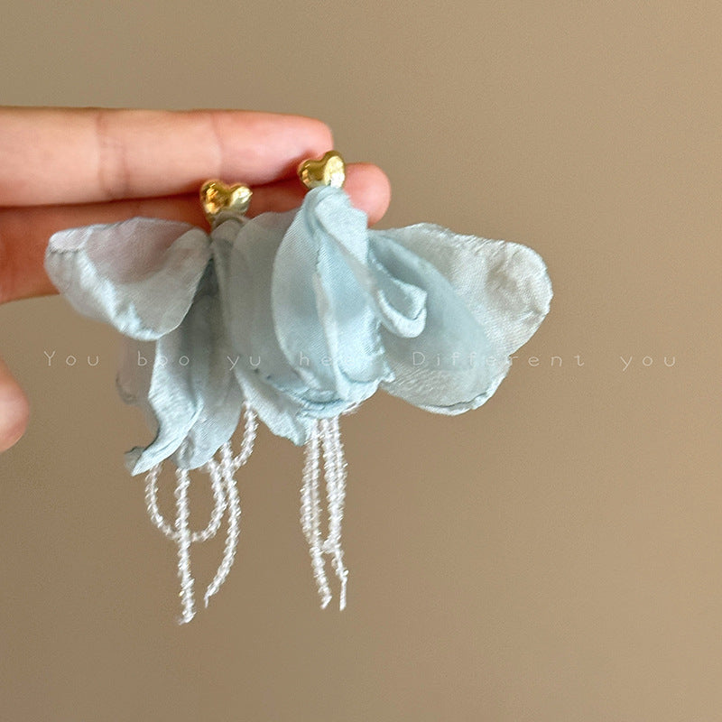 Heart Resin Flower Mesh Stud Earrings - view 10