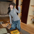 Girls' Lace Trim Crew Neck Long Sleeve Base Layer Tee