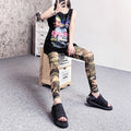 Summer Fashion Mesh Printed Lightweight Ankle-Length Pants