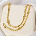 2025 Summer New Western Trendy Chain Metal Thick Copper Gold Plated Bracelet Clavicle Chain Bracelet Necklace Set
