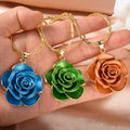 Western 18K Gold Overseas 3D Romantic Rose Flower Personality Necklace Bracelet Set Earrings Ring Knot Wedding Banquet Set