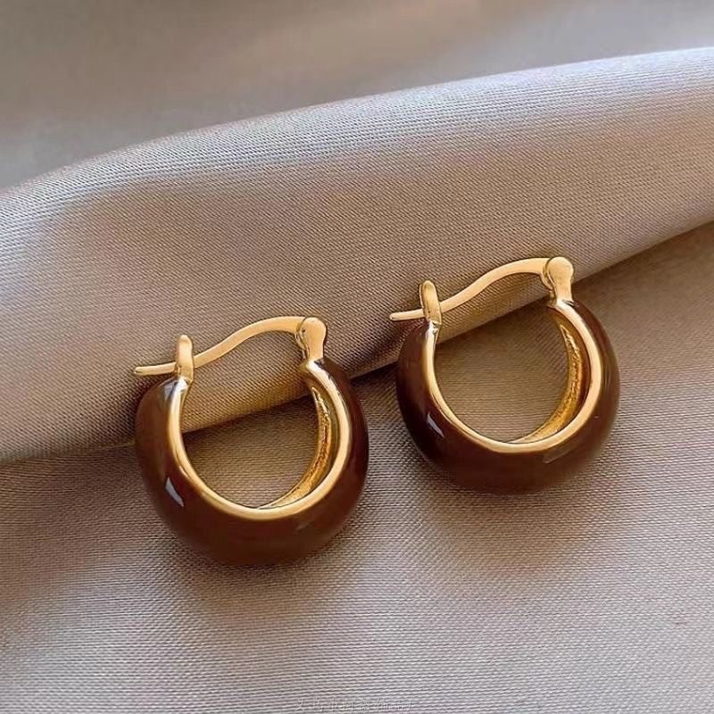 Maillard Enamel Round Hoop Earrings - view 7