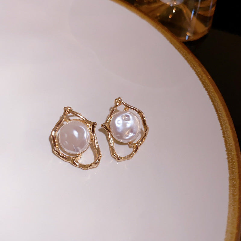 French Vintage Geometric Pearl Drop Earrings - view 10