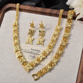 Overseas Dubai Middle East Copper Gold Plated 4th Corner Star Jewelry Set Women Necklace Bracelet Set Earrings Bride Wedding Set