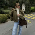 Women's Spring Fashion Batwing Sleeve Top 2026 | Casual Blouse - Green Jacket