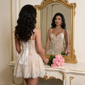 Amazon Hot Seller 3D Floral Mesh Corset Lace Fitted Camisole Dress