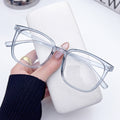 New RedNote Style of Retro Square Frame Photochromic Plano Fashionable Trendy Unisex Anti-Blue-Light Myopia Glasses