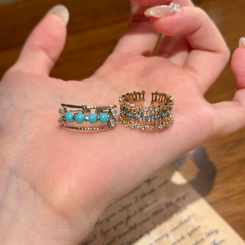 French Multi-Layer Zircon Open Ring - view 3