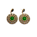 Neo-Chinese Full Diamond Retro Round Dial Drop Vintage Geometric Earrings Light Luxury Personality Elegant Feel Stud