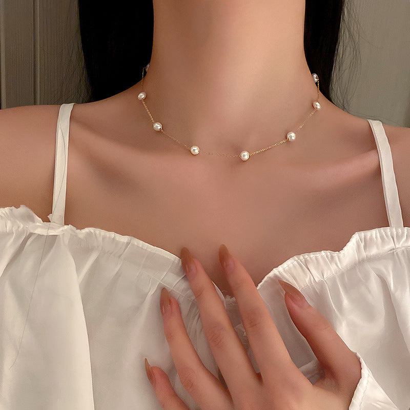 French Heart Pearl Necklace with Silver Accents - view 7