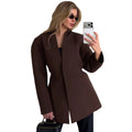 Women's Fall-Winter Office V-Neck Waist-Tie Blazer + Top 2026 | Casual Blouse - Brown