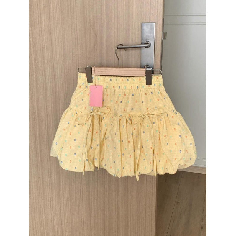 Summer Slimming High Waist Polka Dot Floral Elastic Skirt