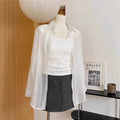 Women's Summer Tencel Mesh Sun-Protection Lightweight Loose Cardigan + Shirt 2026 - White