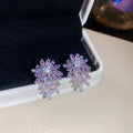 Runaway Princess ~ Pink Crystal Flower Jewelry Set Light Luxury Niche Banquet Clavicle Chain Wedding Luxury Party Necklace