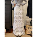 Spring Plus Size Lace Floral Printed Skirt + Long Skirt