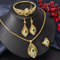 Overseas Dubai Gold 18K Necklace Earrings Set Ring Bracelet Set Ethiopia Women Banquet Jewelry Set Bead Gem