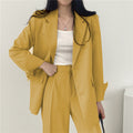 Women's Fall Korean Casual Petite Blazer Set 2026 | 2 Piece Outfit Set - Camel Pants