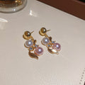 French Elegant Rhinestone Geometric Beaded Pearl Earrings Necklace Set Exquisite Clavicle Chain Light Luxury Premium Necklace
