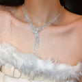 Korean Style Exquisite Rhinestone Tassel Necklace Set Fashionable Niche Elegant Clavicle Chain Light Luxury Premium Necklace