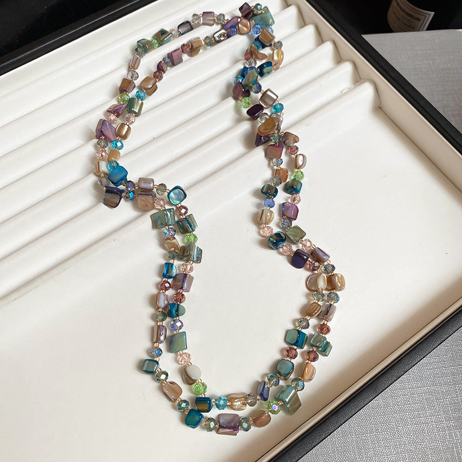 Vintage Double-Layer Shell Beaded Necklace - view 11