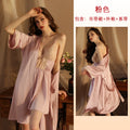 暗恋橘品牌秋冬季新款缎面蕾丝吊带睡裙女系带睡袍家居服套装417