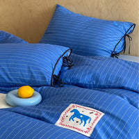 Weave Dream Blue / 1.2m Bed - 3-Piece Flat Sheet - Fits 155x210cm Duvet