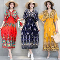 Women's Summer Chinese French Short Sleeve V-Neck Printed Dress + Skirt 2026 - 1-1#