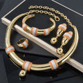 Middle East Heavy-Duty 3 Color Contrast Choker Set Woven String Gold Plated Choker Earrings Bangle Ring Banquet Accessory