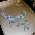 Eden Piece Light Heavy-Duty Crystal Geometric Leaves Jewelry Set Wedding Banquet Necklace Light Luxury Niche Necklace Women