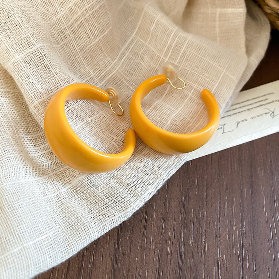 Yellow Flower Geometric Stud Earrings - view 8
