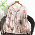 Summer Slimming 3/4 Sleeve V-Neck Printed Lightweight Shirt