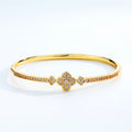 New Simple Bangle Four Leaf Clover Mini Set Crystal Western Light Luxury Trendy Bangle Crystal Lucky Flower Bracelet Hand Jewelry Item