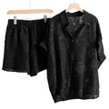 Summer Fashion Mulberry Silk Silk-Linen Short Sleeve Double-Layer Lightweight Cropped Pants + Top 2-Piece Set