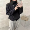Women's Fall-Winter Korean Knit Wool High Neck Sweater + Cardigan + Jacket + Top 2026 - Off White