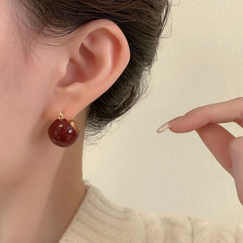 Vintage Brown Color-Block Statement Earrings - view 4