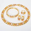 EU/US Import Classic Accessory 4-Piece Set 3 Color Geometric Gold Plated Necklace Earrings Set Bracelet Ring Jewelry Set