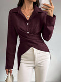 Office Elegant Long Sleeve Lapel Collar Tie-Front Fitted Cardigan + Shirt