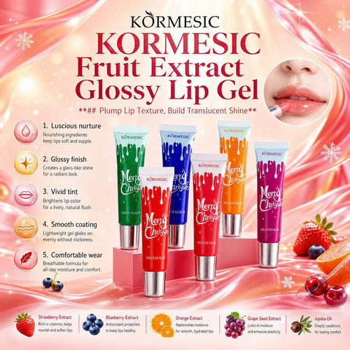 KORMESIC补水滋润圣诞水润养护润唇啫喱gel套盒跨境外贸厂家批发