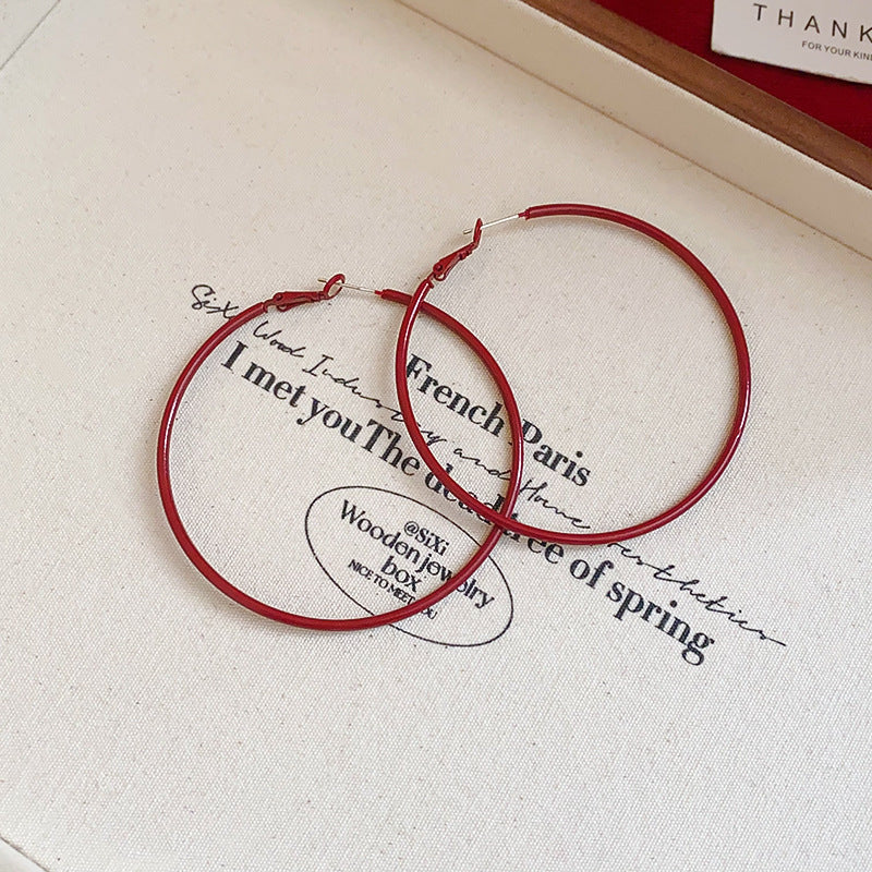Minimalist Round Geometric Hoop Earrings - view 8